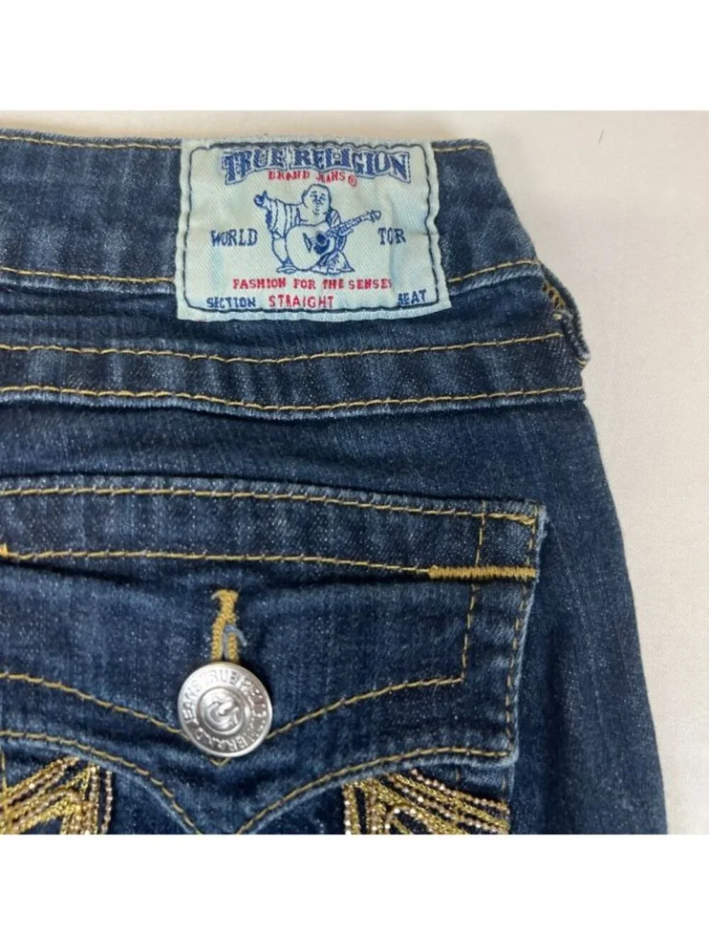 Vintage True Religion Women’s Size 25 Straight Leg Jeans Dark Wash Made in USA - Picture 5 of 10